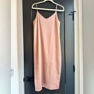 Nude / golden slip dress. V neck and open back. Size M.
